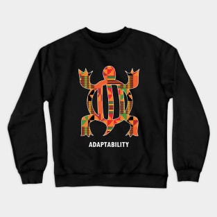 Adaptability, Adinkra Symbol DENKYEM, Ghana Kente Crewneck Sweatshirt